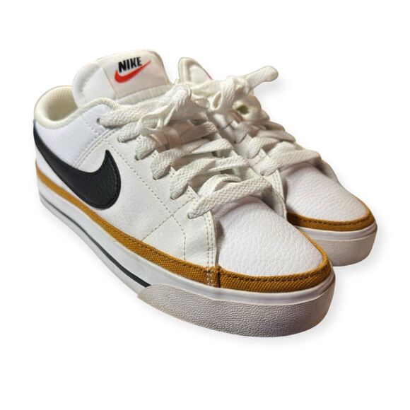 Nike Court Legacy Women's Sneakers Size 5 White‎ Black Desert Ochre CU4149-102 - Picture 1 of 5